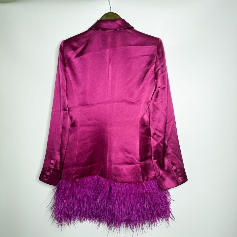 Cinq a Sept Joel Feather Hem Dress Blazer in Plum Radish New Size 2 - Picture 9 of 11